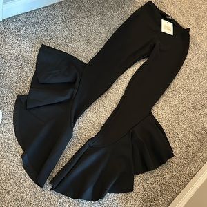 Black ruffle pants
